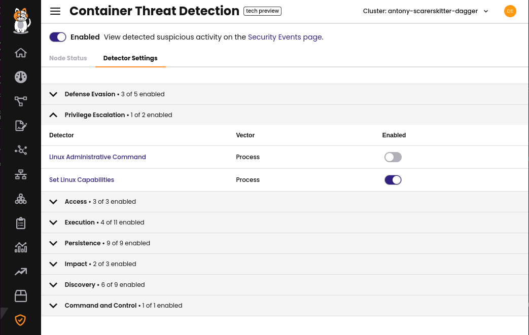 CTD Detector Settings